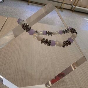 Elegant Silver and Purple Beaded Bracelet